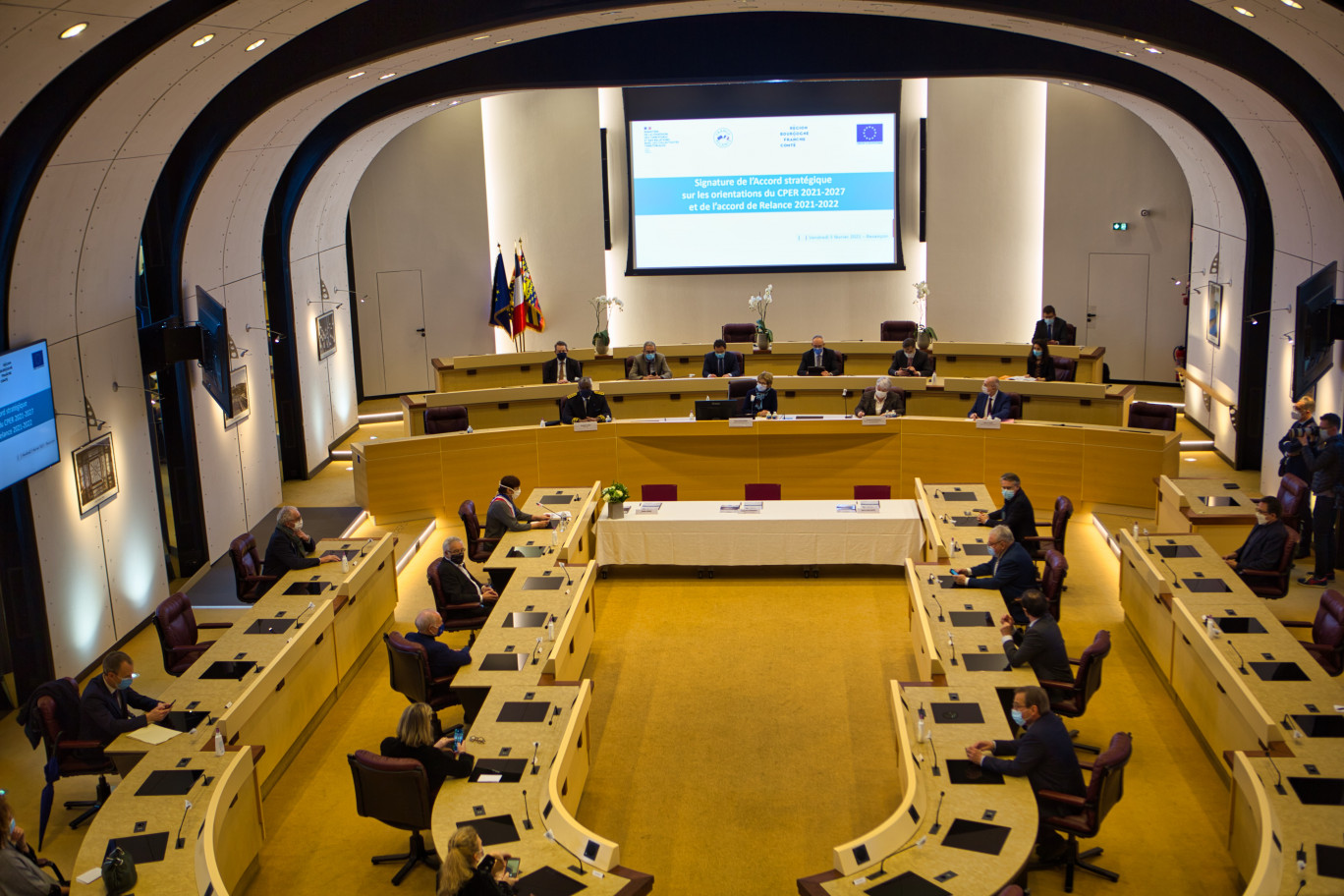 La salle du Conseil Régional de Bourgogne-Franche-Comté, à Besançon, ce 5 février. (@Aletheia Press / Arnaud Morel)