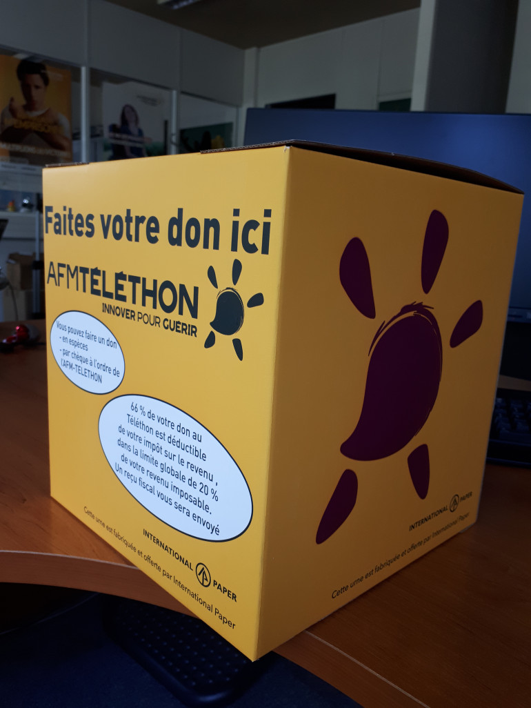 Spécialiste des solutions en carton, Emballages Laurent fournit 10 000 urnes pour le Téléthon 2022. (© Emballages Laurent)