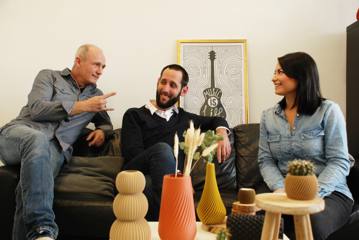 De gauche à droite : Karim Curtheley, Vincent Lapierre et Méline Maussire de MK3D. (©MK3D)