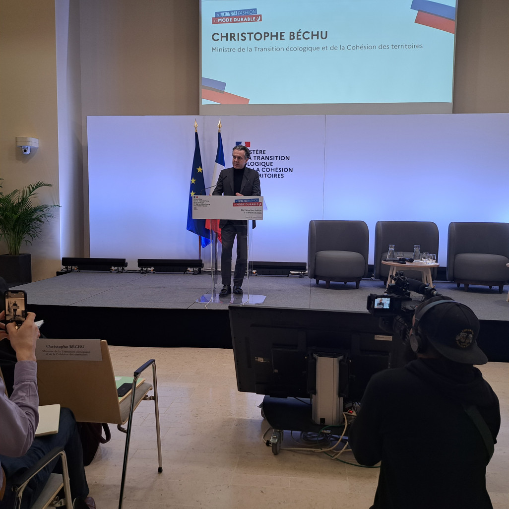 Christophe Béchu, ministre de la Transition écologique et de la Cohésion des territoires, lors de son intervention, le 4 mars 2024